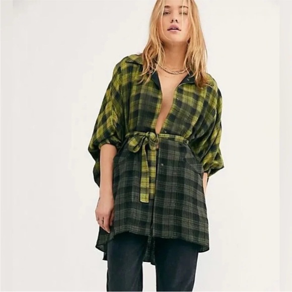 We The Free (Free People) You Wish Flannel Ombre Shirt Jacket Size Medium